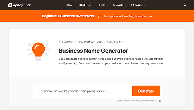 WPBeginner Business Name Generator WPBeginner Business Name Generator
