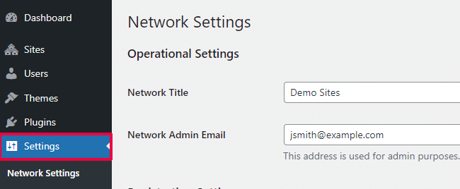 WordPress multisite general settings WordPress multisite general settings