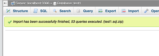 Database imported successfully Database imported successfully
