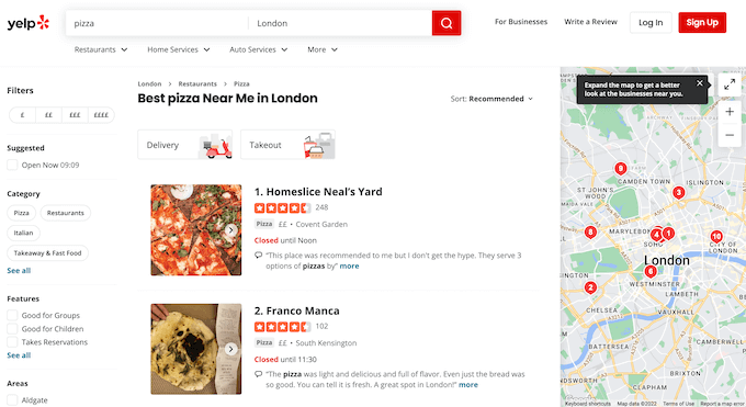 The Yelp business directory The Yelp business directory