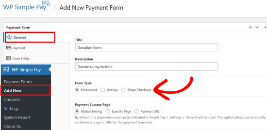 donation-form-title Create a new donation form and add title