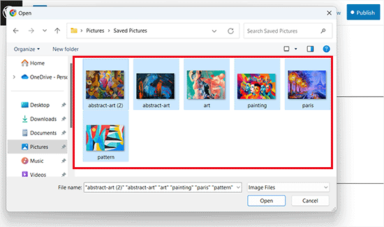 Upload images from the computer Upload images from the computer
