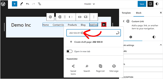 Add number in the full site editor Add number in the full site editor