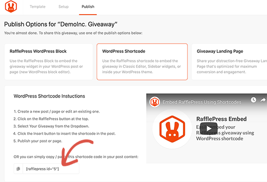 Copy your giveaway shortcode Copy your giveaway shortcode