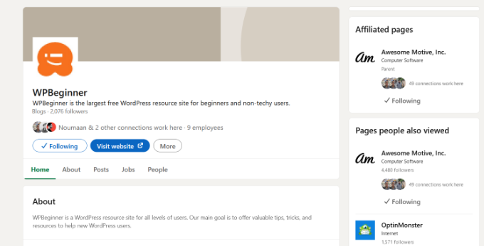 LinkedIn Page LinkedIn preview