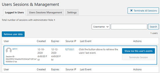WP Activity Log Plugin logged in users WP Activity Log Plugin logged in users
