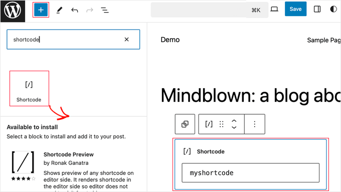 Adding a Shortcode Block in the Full Site Editor Adding a Shortcode Block in the Full Site Editor