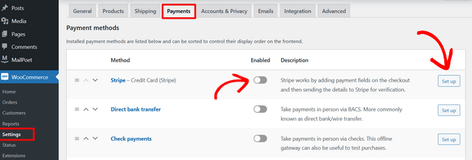 woocommerce-settings-payments add additional payments in woocommerce settings
