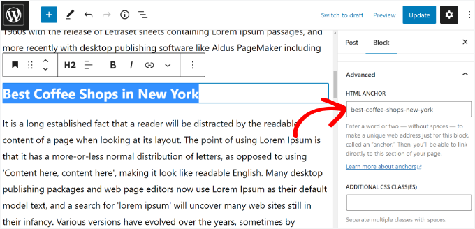 Enter HTML anchor Enter HTML anchor