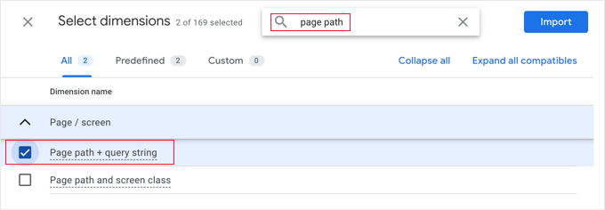 Importing Dimensions to Your Report Importing Dimensions to Your Report