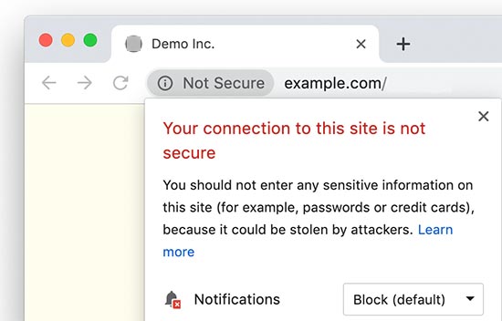 Not Secure HTTP website Not Secure HTTP website