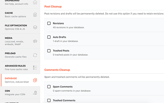 Database clean up Database clean up
