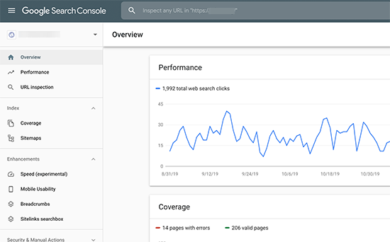 Google Search Console dashboard Google Search Console dashboard