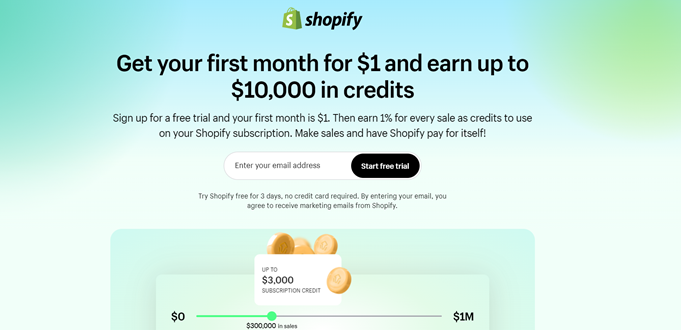 The Shopify front page shopify