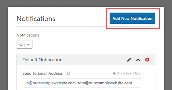 Click the 'Add New Notification' button to create a new notification Click the 'Add New Notification' button to create a new notification