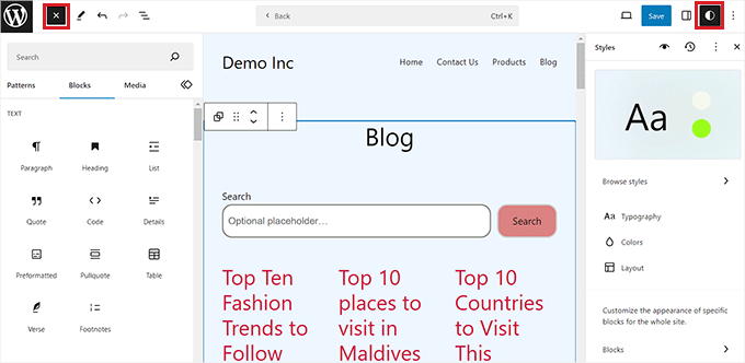 Edit your blog page Edit your blog page