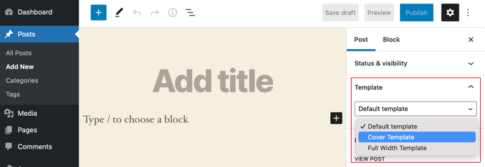Choosing a Page Template Choosing a Page Template