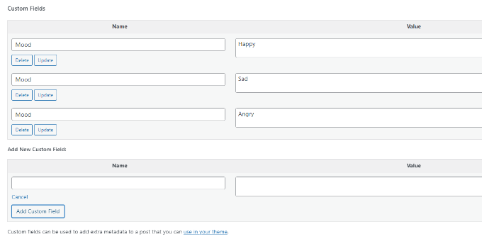 Adding multiple values to a custom field Adding multiple values to a custom field