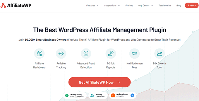 AffiliateWP website AffiliateWP website
