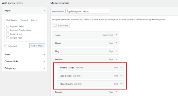 Add menu items as a sub-men Creating a submenu