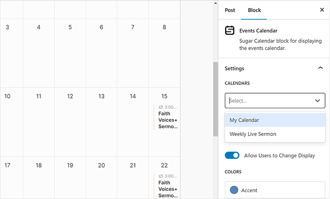 Events Calendar block Events Calendar block