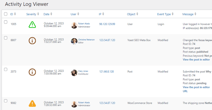 wpactivitylogviewer WordPress activity log viewer to monitor events