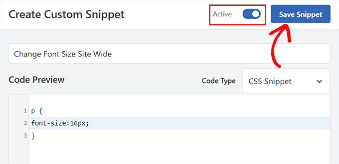 Save font size code Save font size code