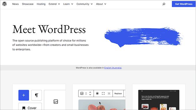 The WordPress.org front page WordPress.org