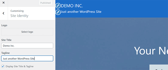 Edit site identity tagline Edit site identity tagline