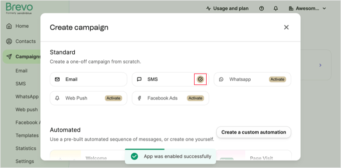 SMS Campaigns Activated SMS Campaigns Activated