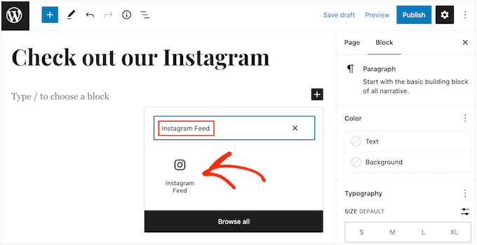 The Instagram Feed WordPress block The Instagram Feed WordPress block
