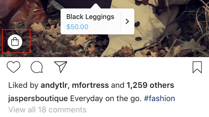 A shoppable Instagram post A shoppable Instagram post