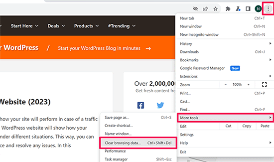 Clear cache in Google chrome Clear cache in Google Chrome browser