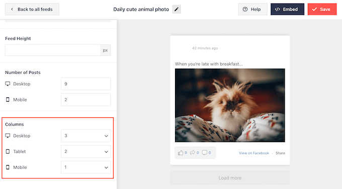 Changing the number of columns in a social media layout Changing the number of columns in a social media layout