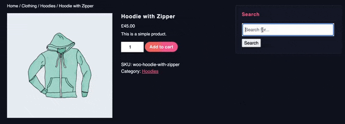 An example of live Ajax search on a WooCommerce store An example of live Ajax search on a WooCommerce store