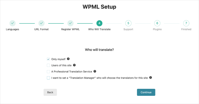 WPML setup who will translate page