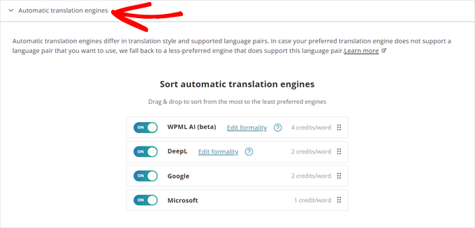 style-your-table-block Configuring WPML's automatic translation engines