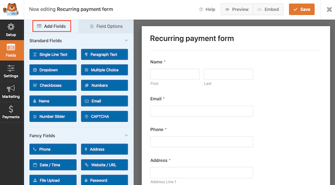 Adding fields to your WPForms template Adding fields to your WPForms template