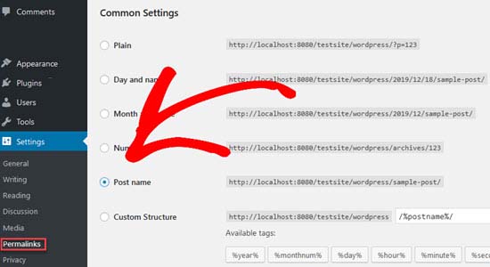Changing Permalink Post Name Setting Changing Permalink Post Name Setting