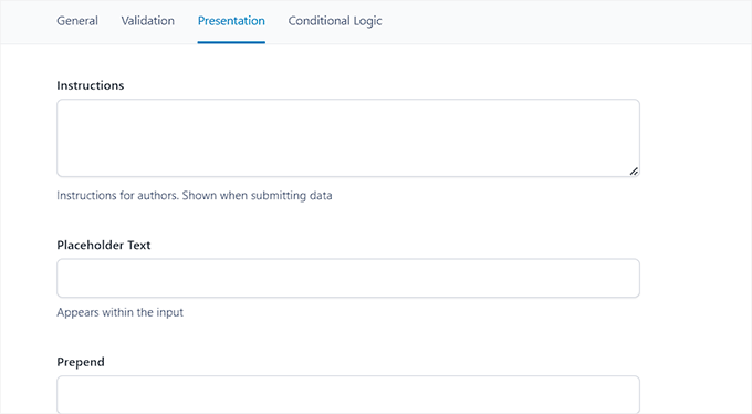 Configure the Presentation settings Configure the Presentation settings