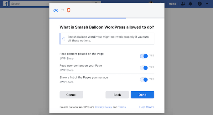 Giving WordPress access to your Facebook group or page Giving WordPress access to your Facebook group or page