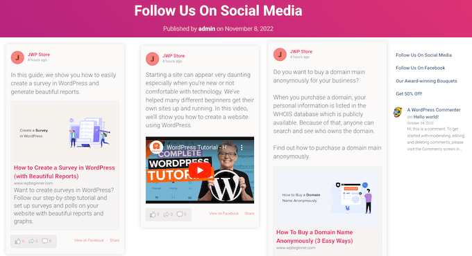A custom Facebook feed in WordPress, created with Smash Balloon A custom Facebook feed in WordPress, created with Smash Balloon