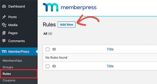 Create new access rule Create new access rule