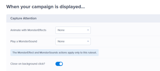 Campaign display settings Add monstereffects sounds and animations
