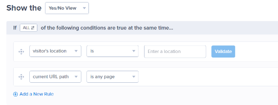 Display criteria for geotargeting Enter location and validate