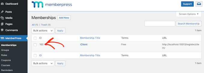 The ID of a membership level The ID of a membership level
