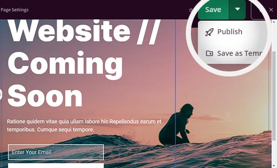 Publish coming soon page Publish coming soon page