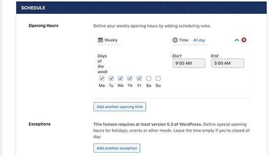 Adding business hours Adding business hours