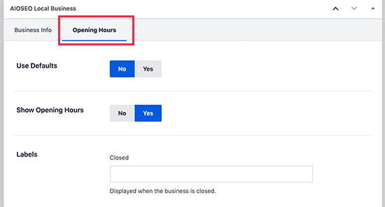 Setting business hours for each location Setting business hours for each location