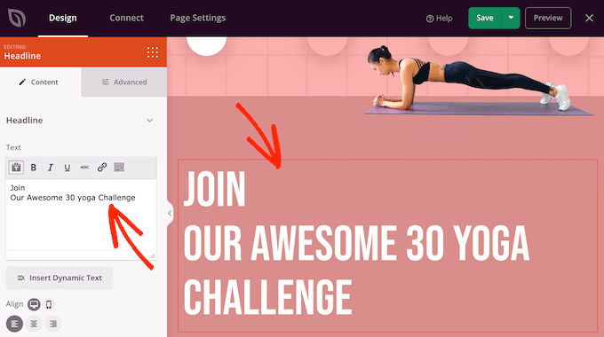 Adding a headline to a custom landing page Adding a headline to a custom landing page